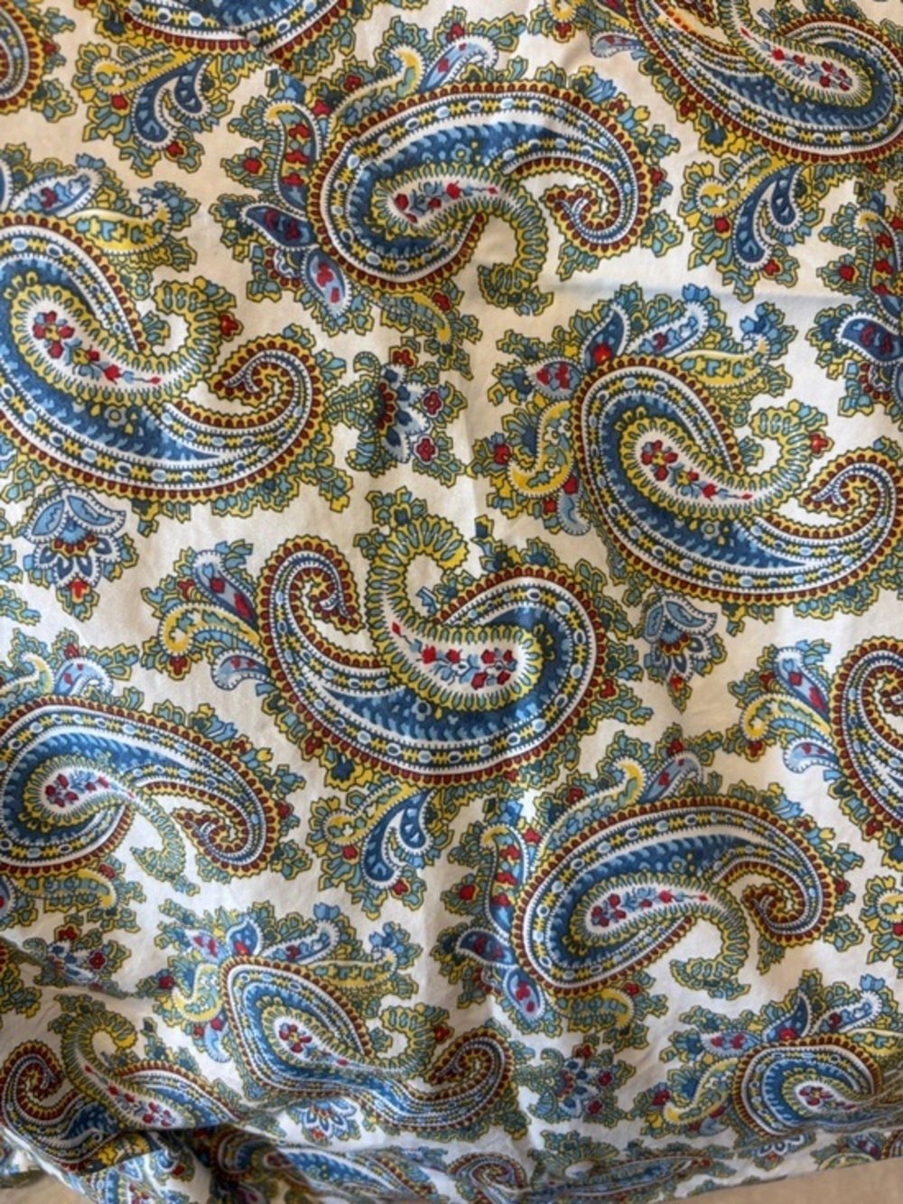 Ralph Lauren Paisley Cotton Sheet Set Pillow Blue, Green, Yellow & Red Accents